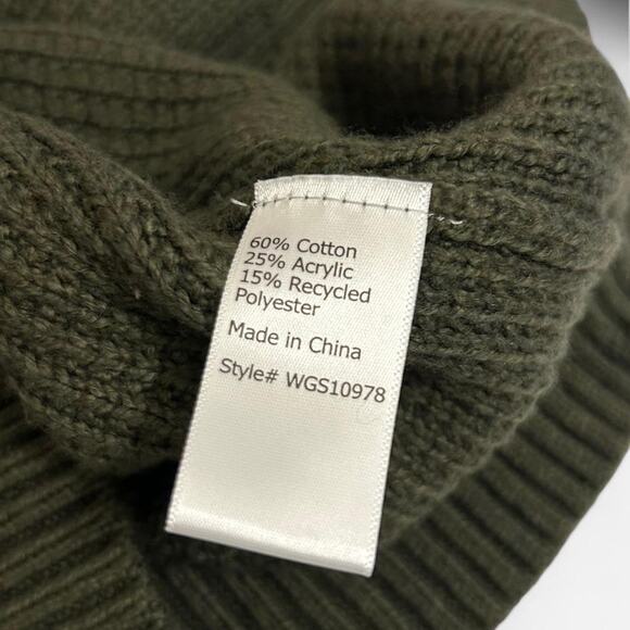 Market & Sprice Olive Green Cowl Neck Turtle Neck Knit Waffle Sweater Size Small - Picture 6 of 6
